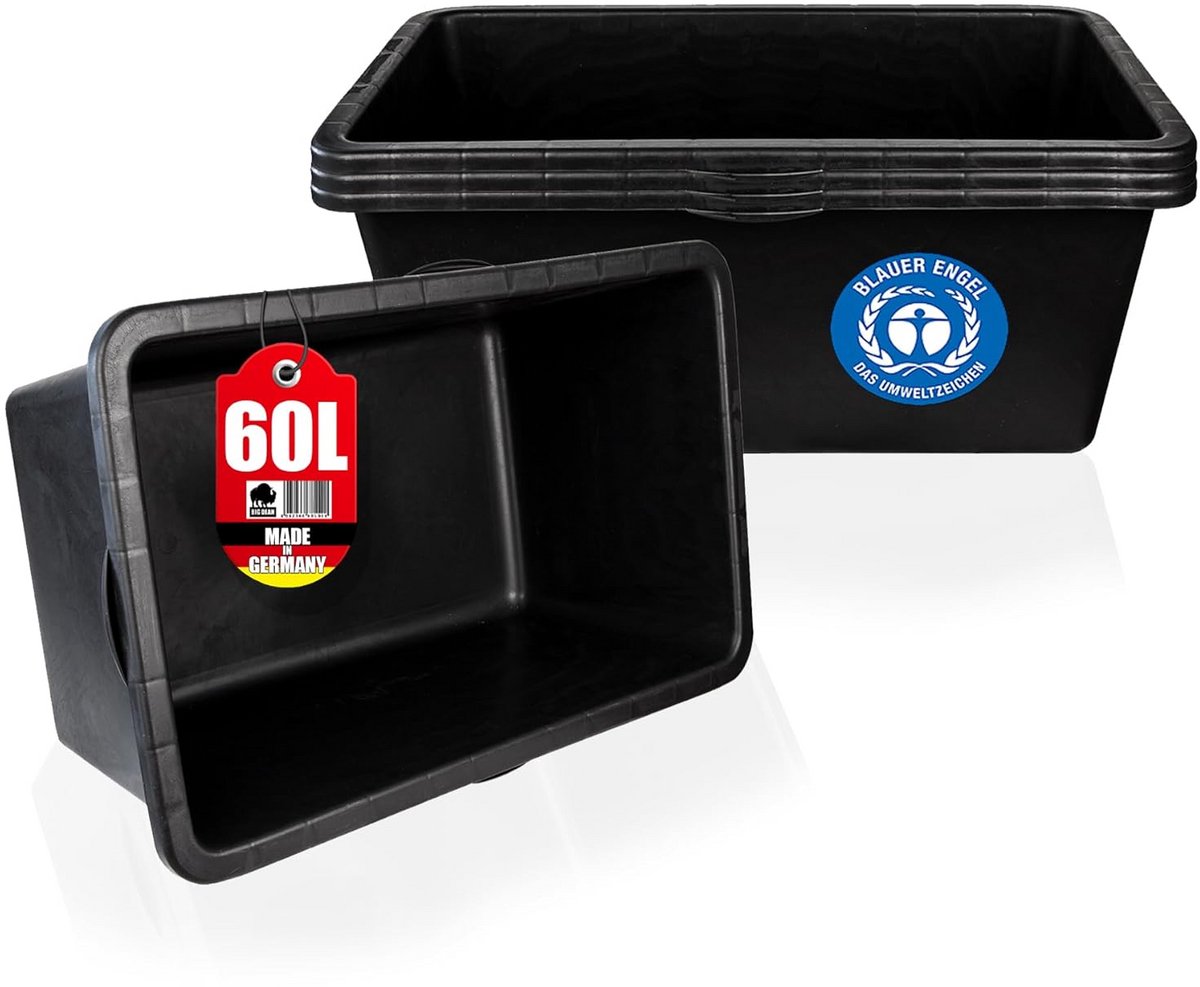 Set van 3 Vierkante Mortelbakken 60 Liter - Robuuste Bouwemmer