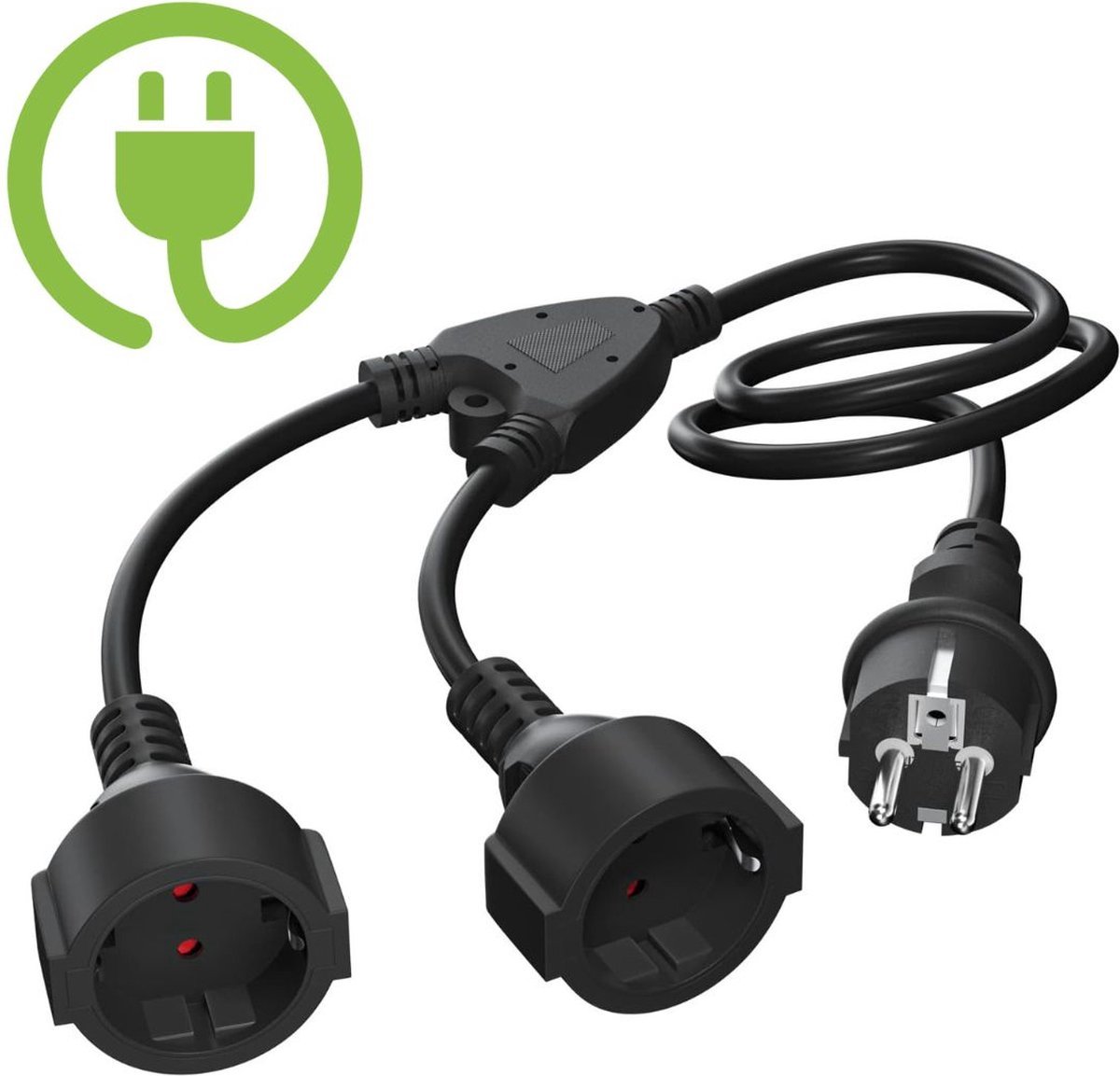 NBAP® Dubbele Stekker voor Stopcontact - Tweeweg Stekker - Verdeelstekker - Stopcontact Splitter - Met Kinderbescherming - Zwart