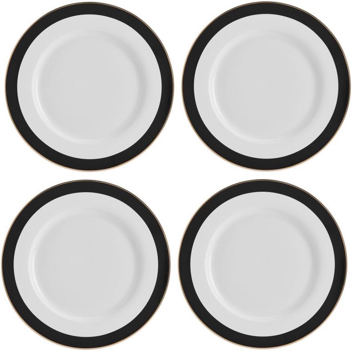 Set van 4 Luxe Dinerborden 27 cm - Art Deco Streeppatroon - Vaatwasmachinebestendig