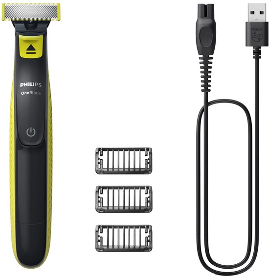 Philips Norelco OneBlade QP2724/10, Rasoir à grille, Gris, Citron vert, Batterie/USB, Hybrides nickel-métal (NiMH), Batterie intégré, 45 min