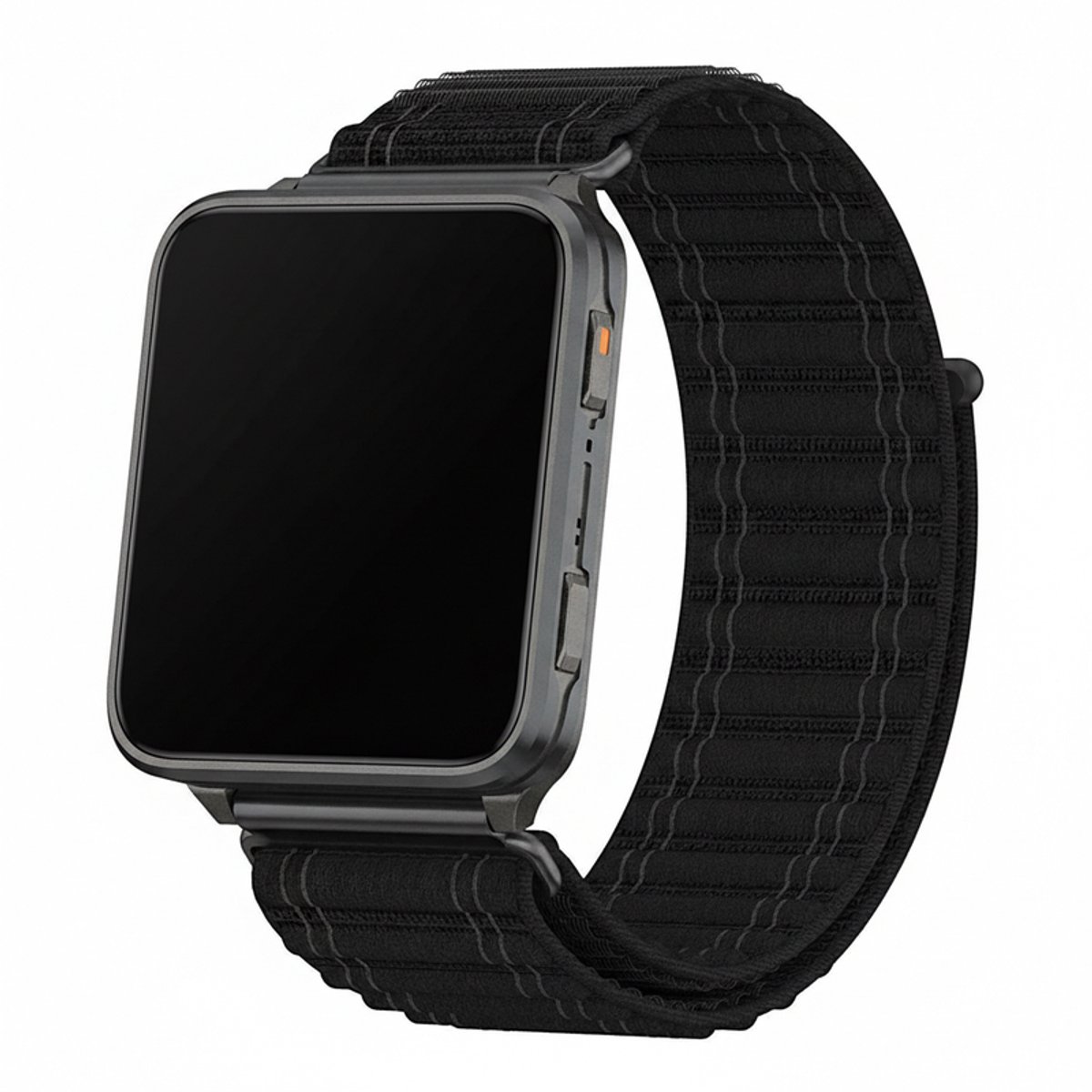 Nylon loop bandje - geschikt voor Garmin Venu X1 - klittenbandsluiting - Zwart