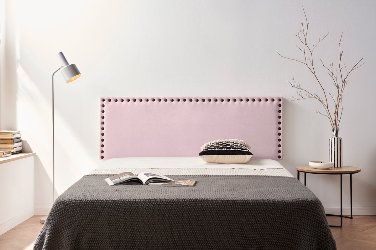 Moonia Hoofdbord - Wandpaneel - Lichtroze - Elegant en Duurzaam - Aqualine Stof - Vlekbestendig en Hoogwaardig