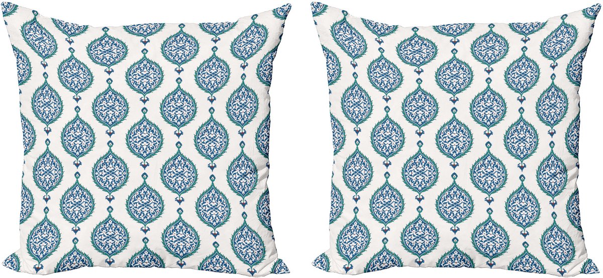 ABAKUHAUS Kussenhoezenset met Turks patroon (2 stuks), krullende blader 50 cm, meerkleurig