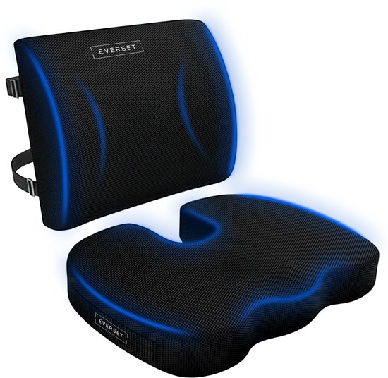 Set de coussins pour le coccyx et le dos – Coussin d'assise orthopédique avec découpe – Coussin compensé en mousse à mémoire de forme – Housses lavables – Antidérapant et respirant