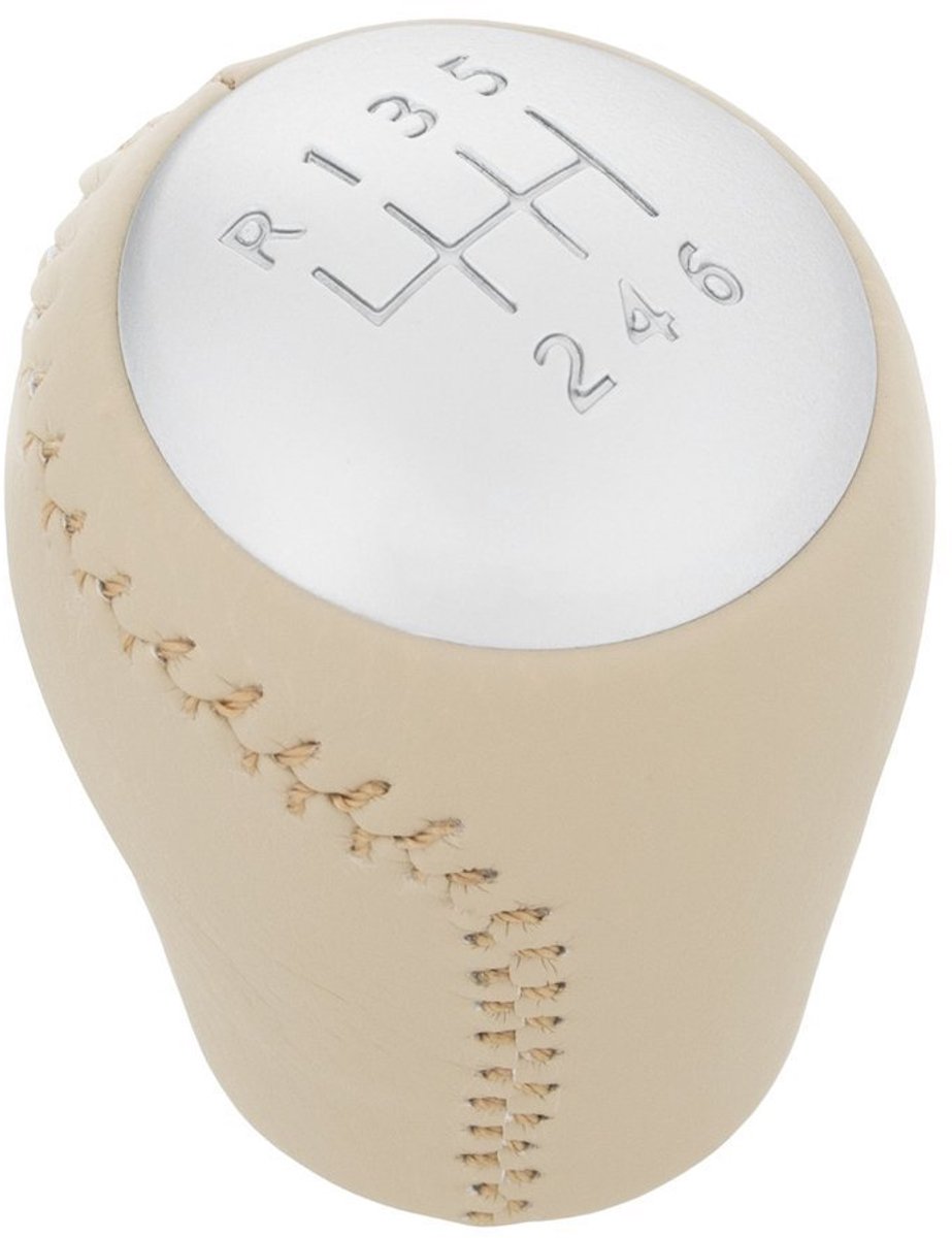 Modecar - Schakelknop - Beige Kunstleer - 6 Versnellingen - Silver
