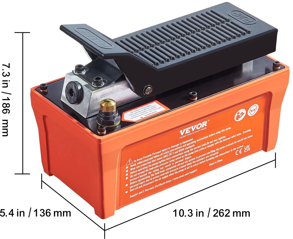 Zolara Hydraulische krik - Garagekrik - Lucht-hydraulische voetpomp - Oranje