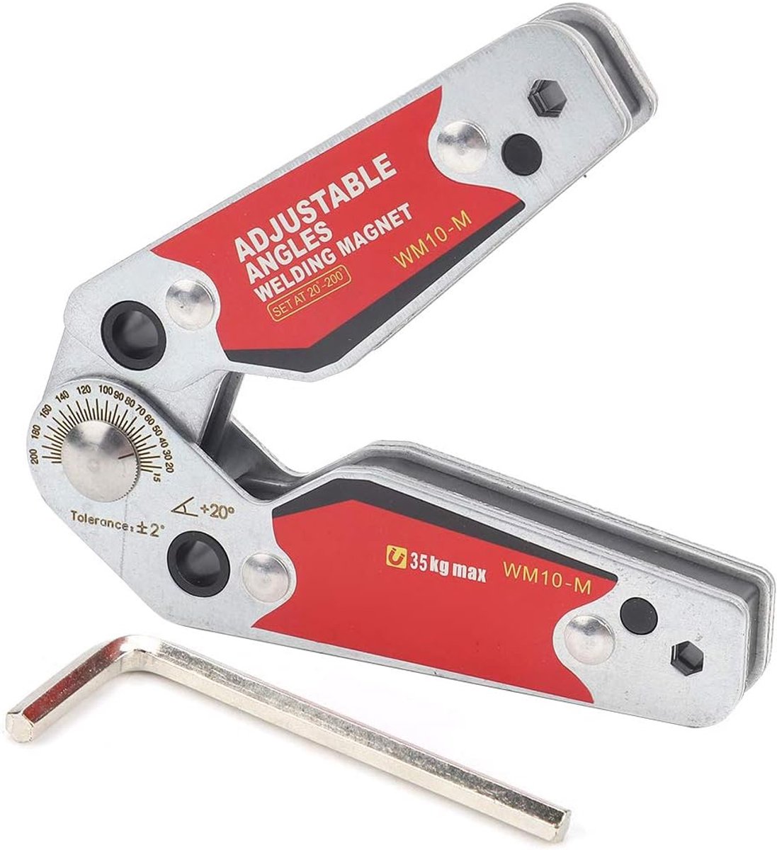 Magnetische Houder - Hoek Klemmen - Lassen Plaatsen - 20-200 Graden Instelbaar - 12x8x2cm