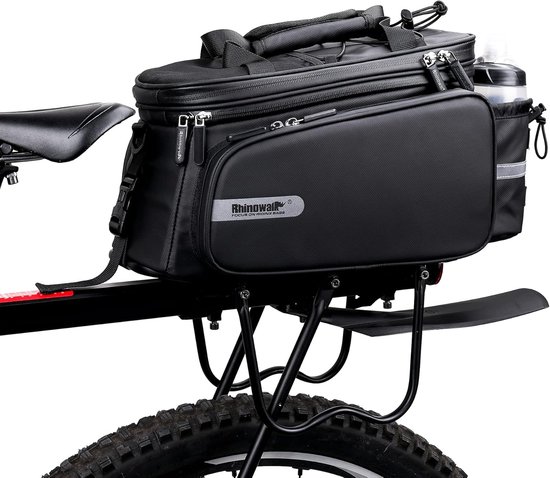 Uitbreidbare bagagedrager tas voor fiets 11-30L Waterdichte fietstas Bagagedrager Multifunctionele cameratas Achterzak Opvouwbare zijvakken met flessenhouder Regenhoes van Lixada — afbeelding 2