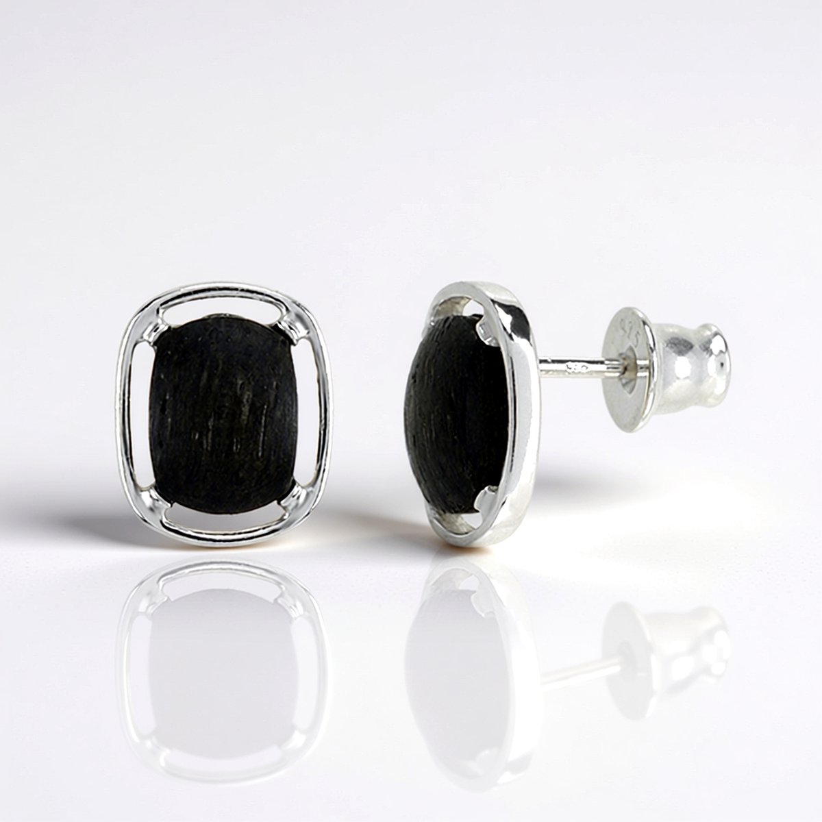 Cavill - Zilveren Oorbellen 925 Sterling Zilver - Antieke Veeneik Cabochon 0,7 ct - Rechthoekig Handgemaakt Elegant Sieraad Dames