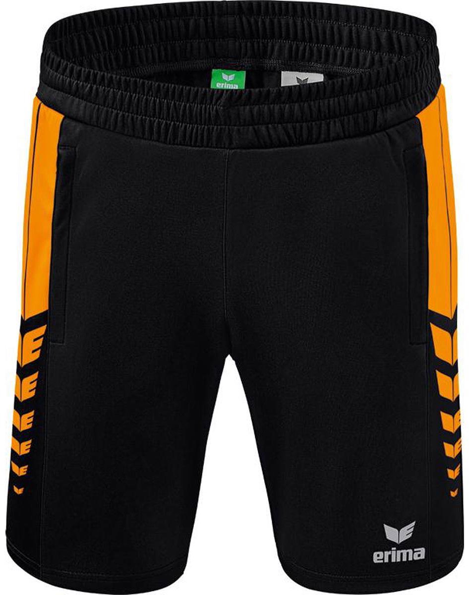 Erima Six Wings Worker Short Heren - Zwart / New Orange | Maat: XL