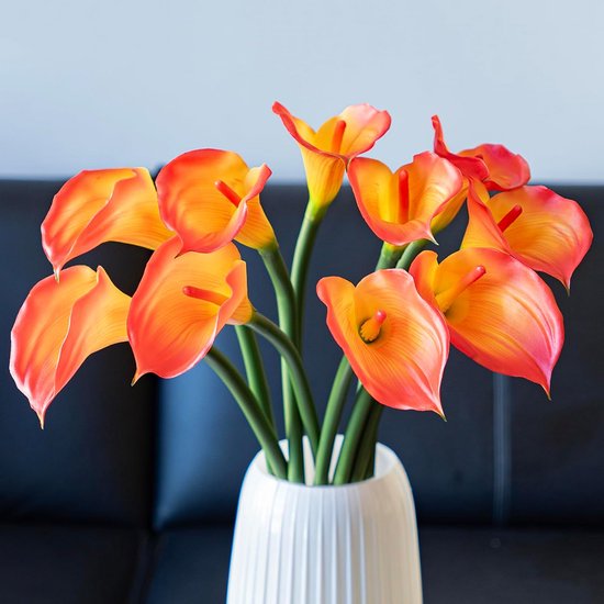 Realistische Kunst Calla Lelies 60cm Latex Nepboeket Lange Steel - Witte Nepbloemen voor Woonkamer en Bruiloft Decoratie