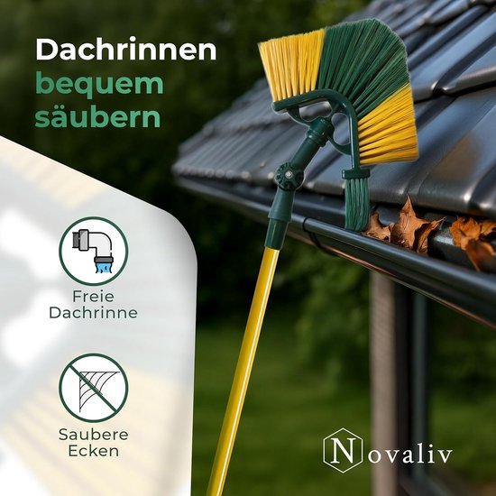 Telescopische dakgootborstel set 3,3m met schraper en handveger voor reiniging — afbeelding 2