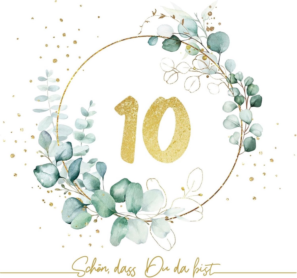 20 Papieren Servetten Eucalyptus en Gouden Accent voor Feestelijke Tafeldecoratie