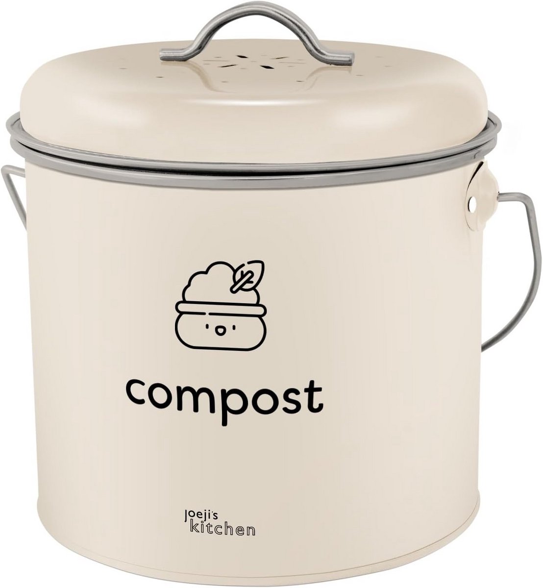 Keuken Compostbak 3,5L met Koolstoffilter - Geurloze Afvalbak voor Voedselresten - Metaal
