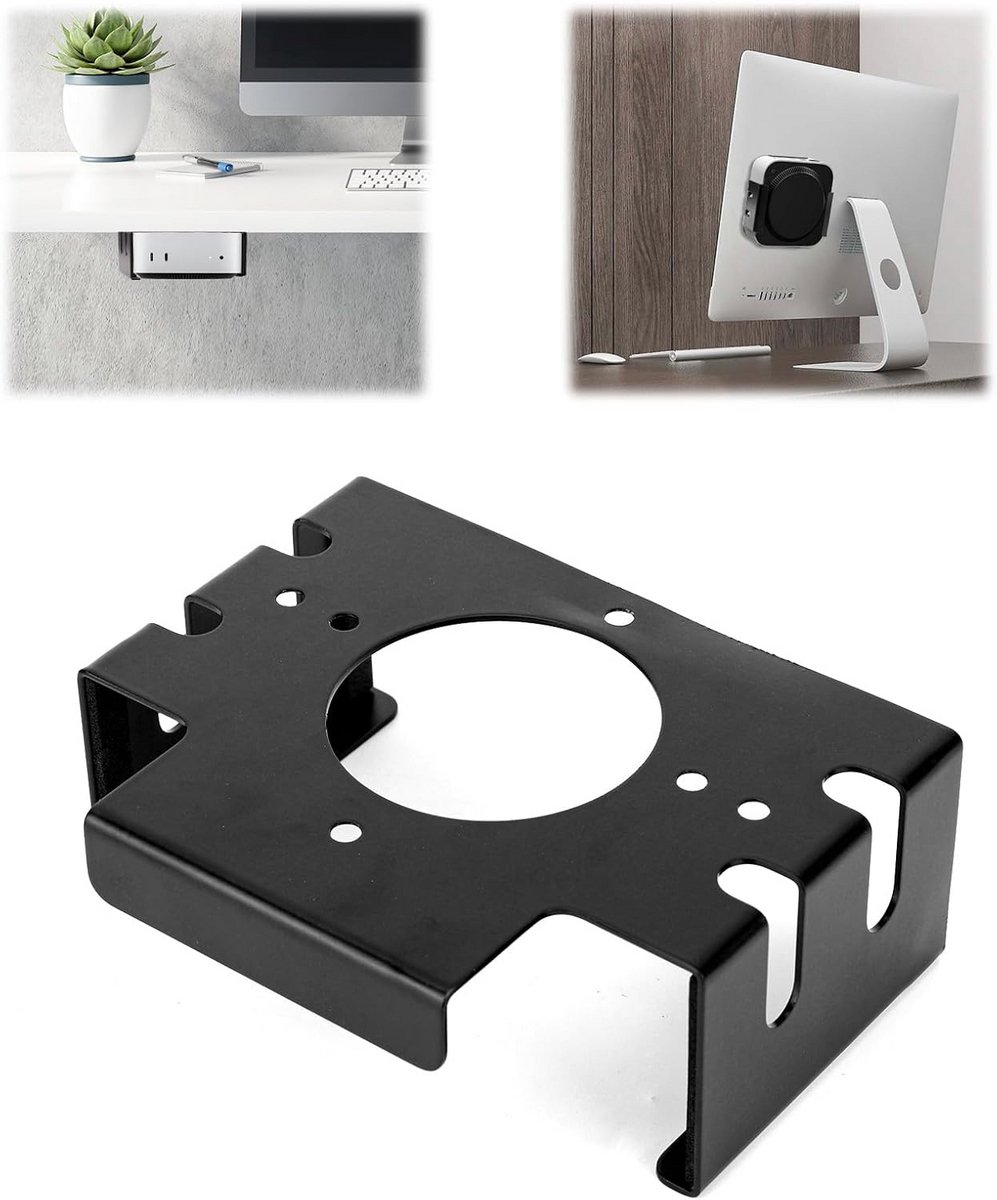 Stevige Onder Bureausteun voor Mini PC en Beugel - Zwart Metaal voor Mac Mini M4/M4 Pro