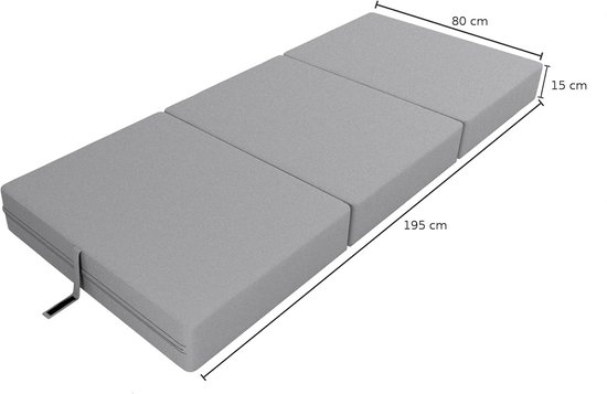 Waterdichte Vouwmatras 3-Delig 80 x 195 x 15 cm Gast- en Campingbed Gebruikscomfort van Merkloos — afbeelding 5