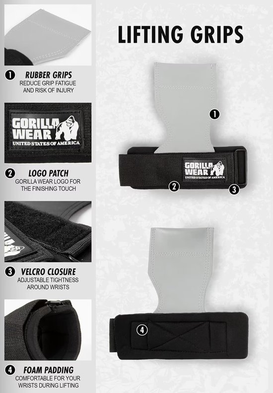 Gorilla Wear Lifting Grips - Lifting straps - One Size - Zwart