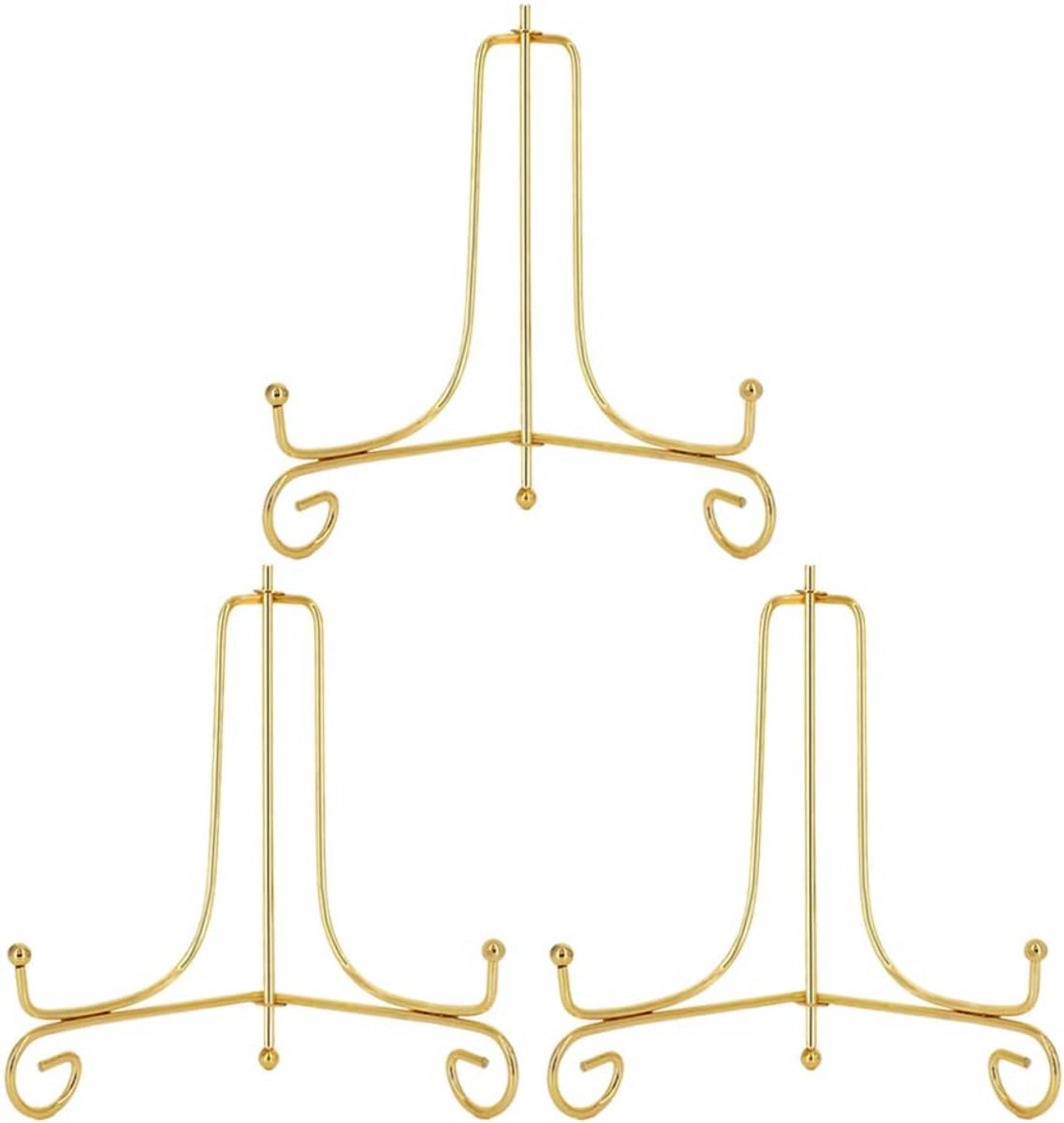 Set van 3 Decoratieve Standaards voor Lijsten, Borden en Kunst - Goudkleurig Metaal
