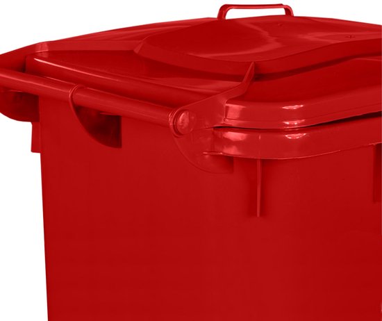 Grote Afvalcontainer met Wielen en Deksel - 240 Liter - Rood | bol