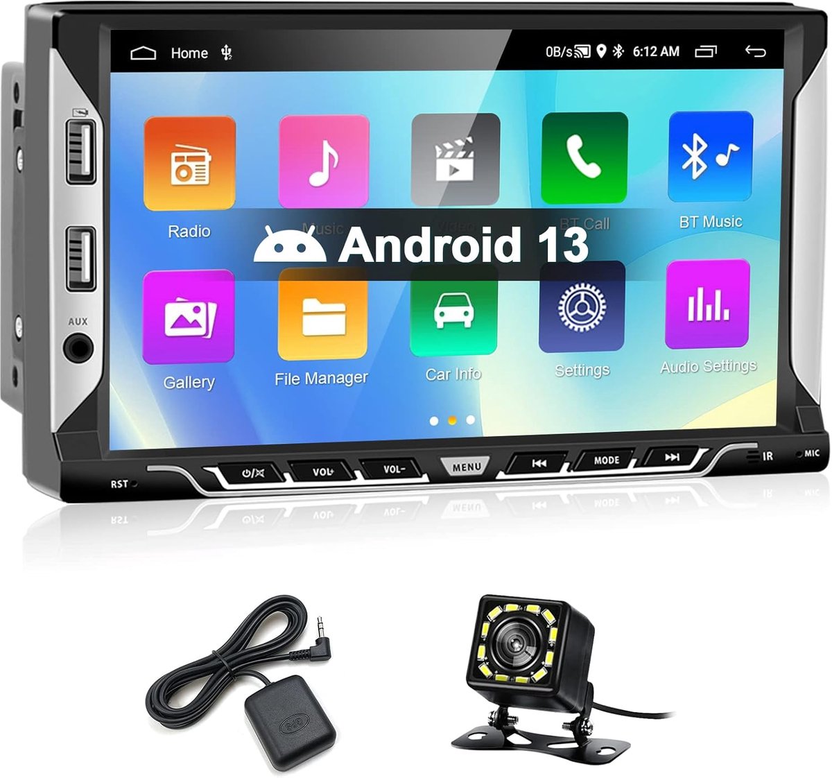Autoradio Dubbel Din - Navigatie Systeem - Auto Multimedia - Android 13 WiFi - 7 Inch Touchscreen