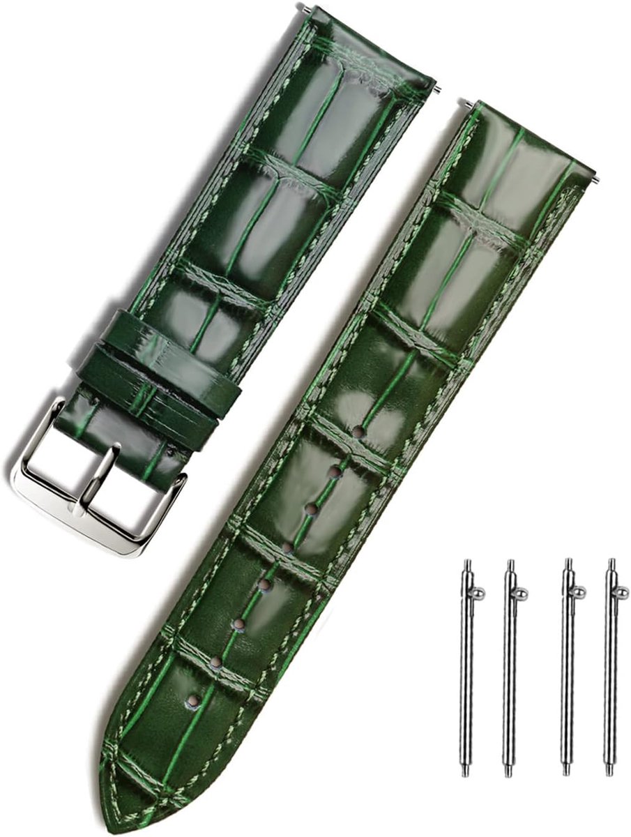 Leren Horlogeband Quick Release met Gepolijste Gesp - 18mm, 20mm, 22mm, 24mm - Klassiek Comfortabel