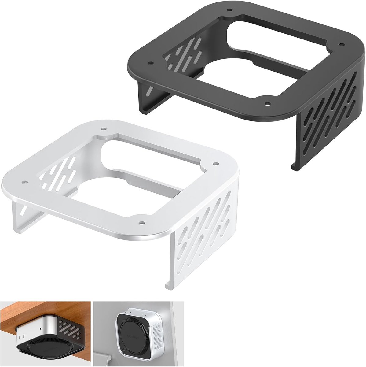 2x Onder Bureauhouder voor Mac Mini M4/M4 Pro - Wandmontage & Standaard met Ventilatie