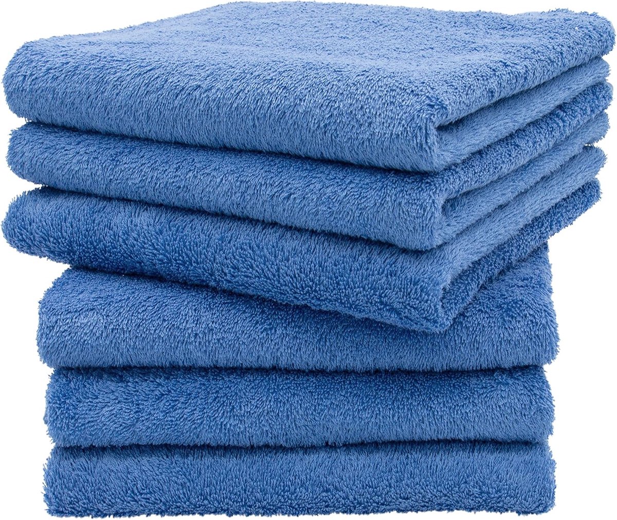 Set handdoeken - Gasten handdoeken - Badkamer textiel - Hoge kleurechtheid - 6 stuks 50x100cm - Blauw