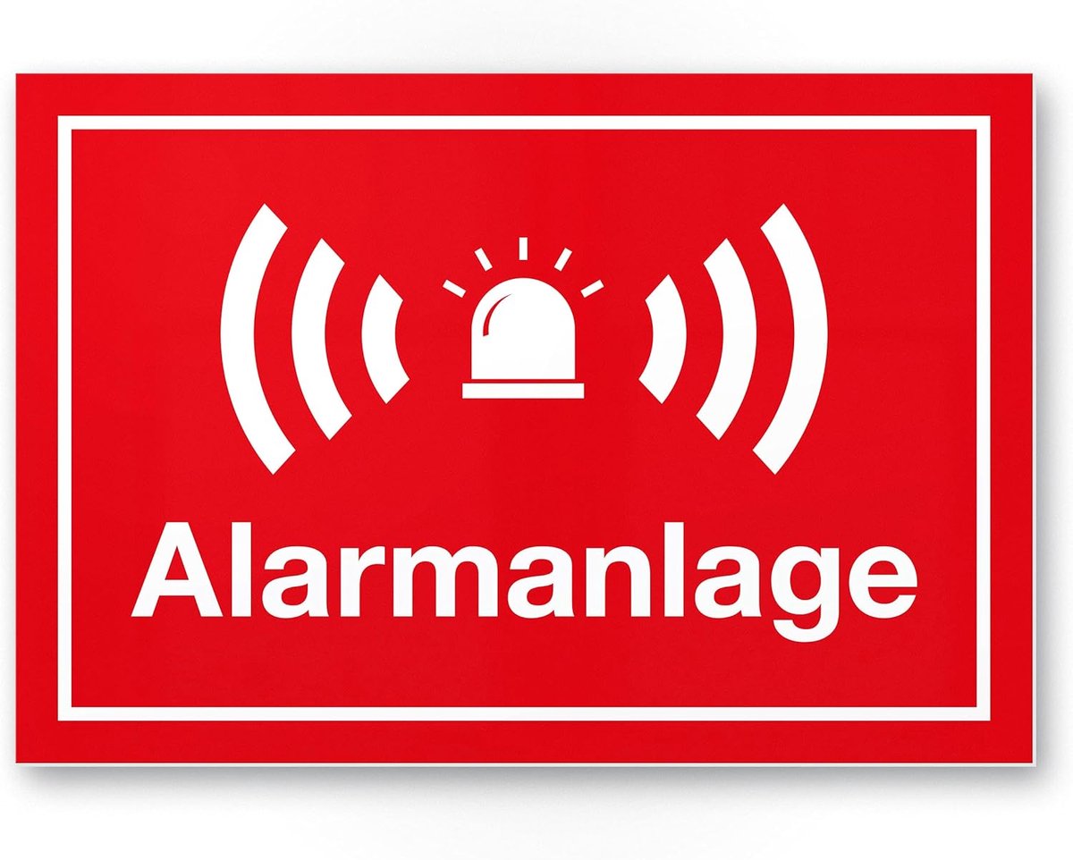 Alarminstallatie Bord - Waarschuwingsbord Beveiliging - Huis Beveiligen - Gemaakt van Kunststof - 30 x 20 cm - Rood