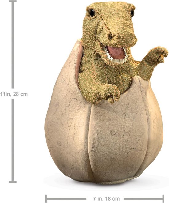 Pluizige Handpop Baby Dinosaurus in Ei Speelgoed — afbeelding 3