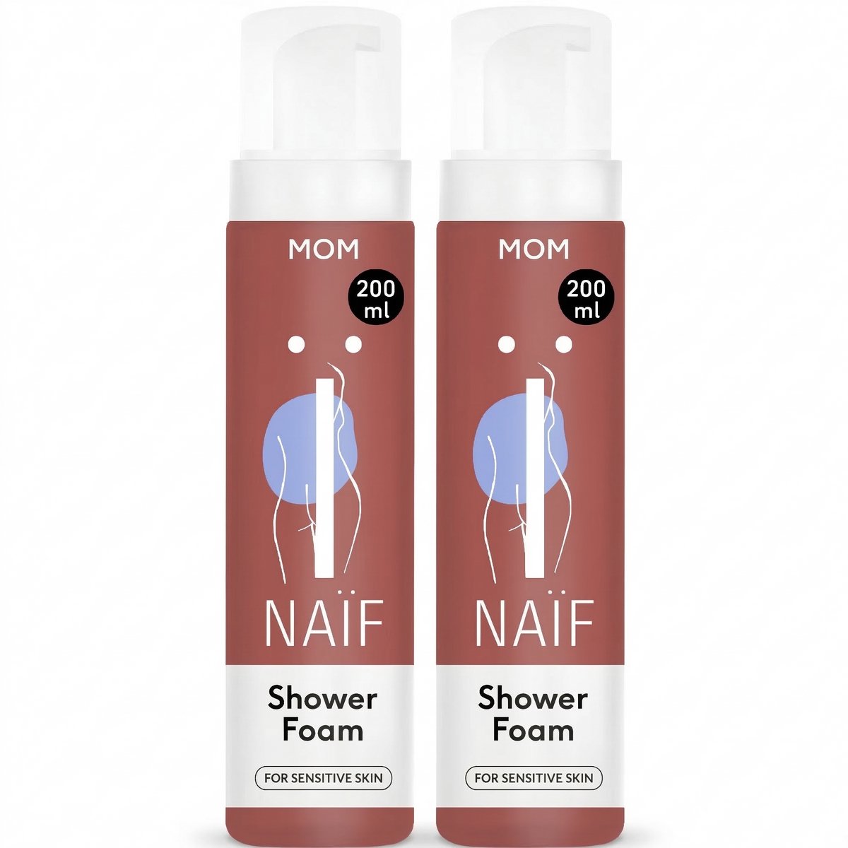 Naïf - Caring Shower Foam - Voordeelset - Lichaamsverzorging - Zachte Schuimformule - Mild Reinigend - 2x200ml