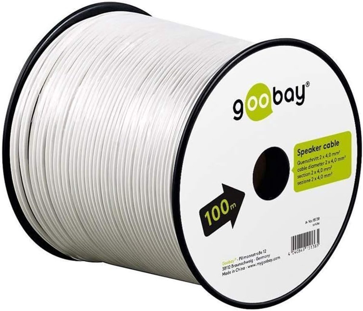 Luidsprekerkabel 10 meter 2x4mm² Transparant - CCA Audiokabel voor Subwoofer en Hifi