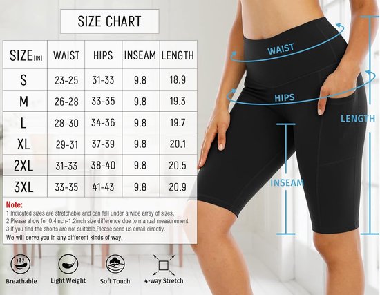 Sportshorts Dames - Atletische Broekjes - Fitness Yoga - Met Handige Zakken - Hoge Taille - 4-Pack — afbeelding 2