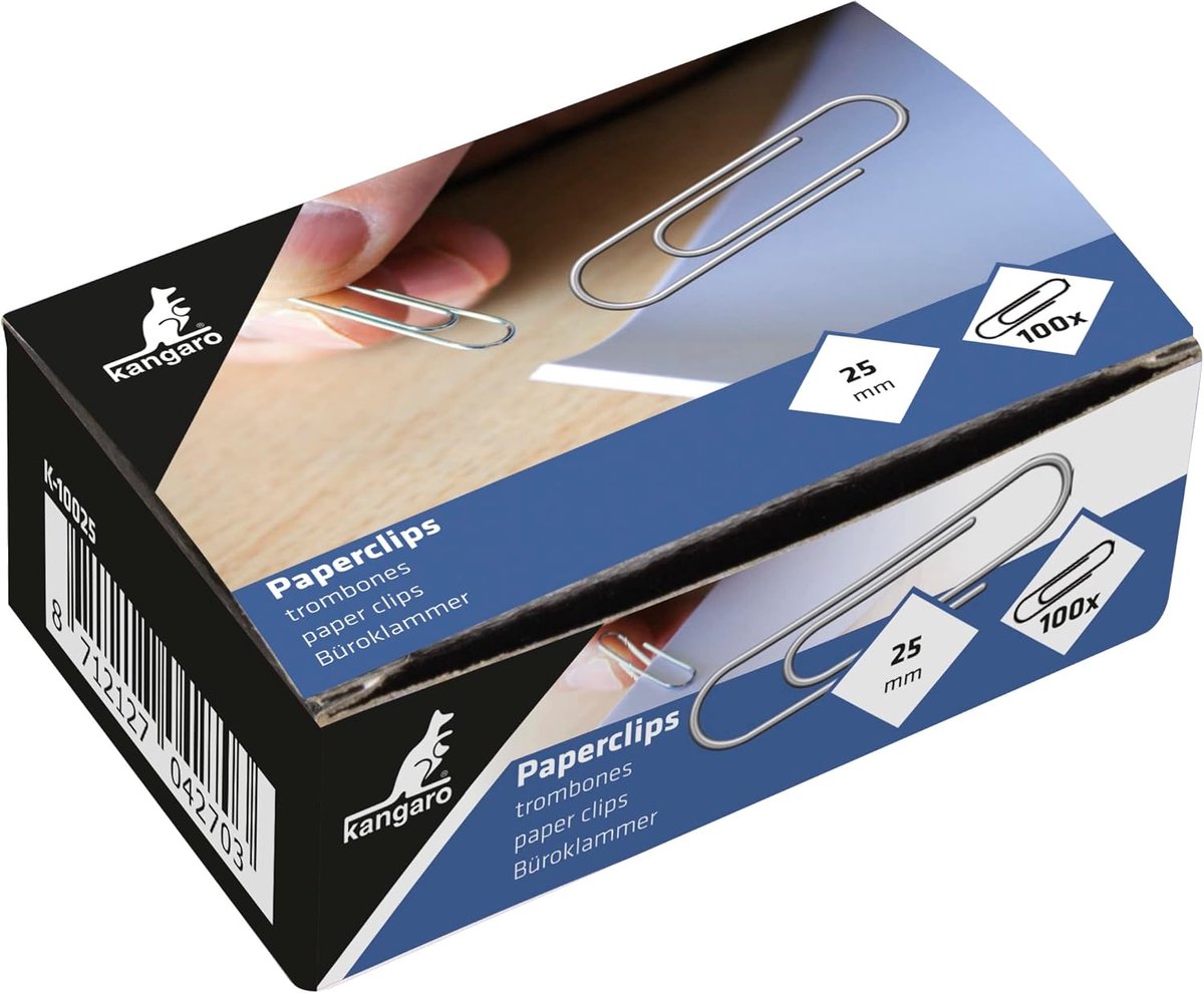 100 Stuks Gegalvaniseerde Briefclips 25 mm - Ronde Verpakking