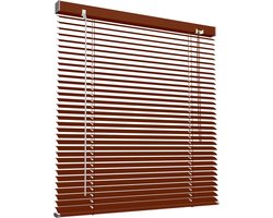 Aluminium Jaloezie Donker Houtlook 100x130 cm Zonder Boren Inclusief Klemclips