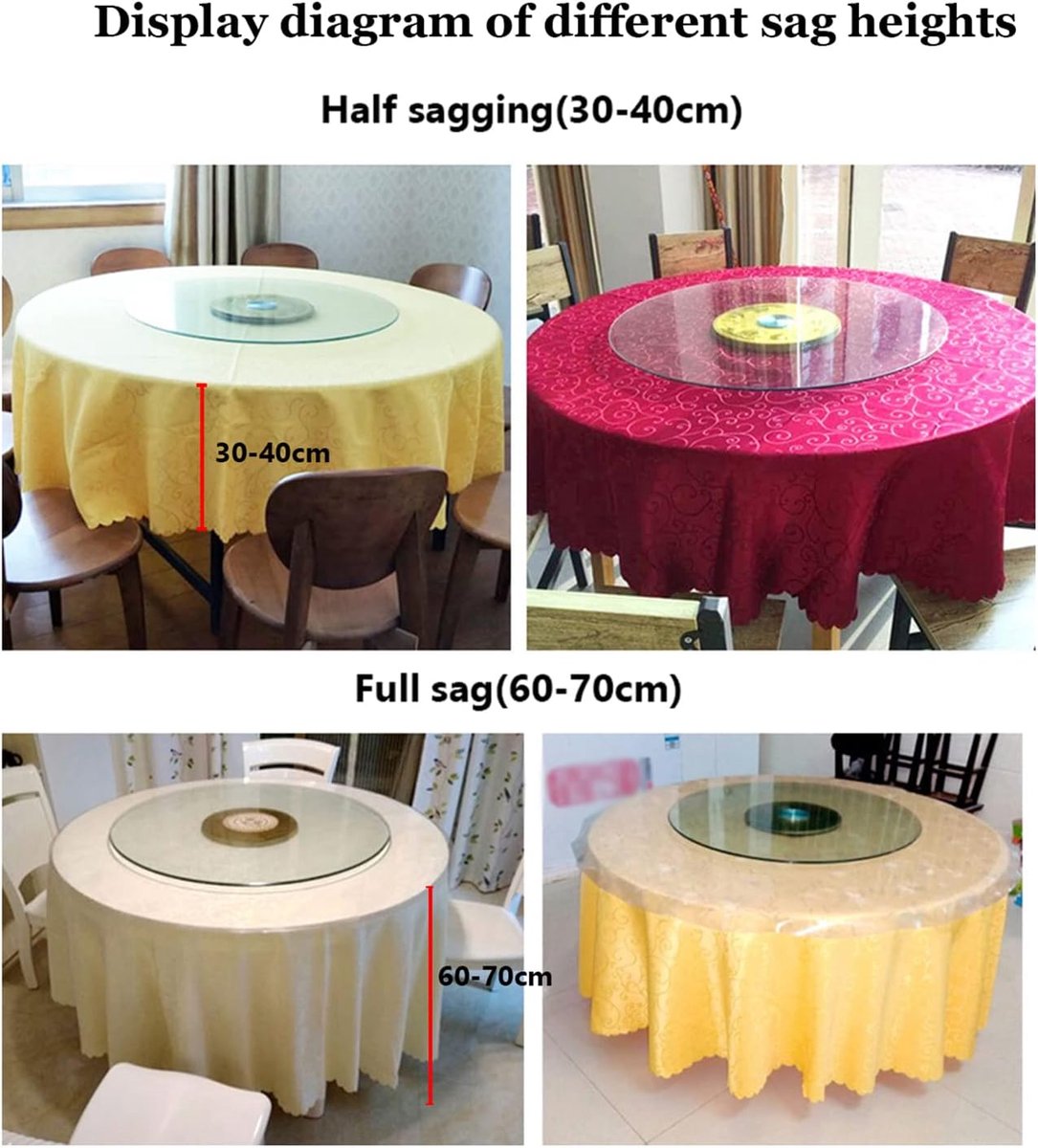 Ronde Tafelkleed Geel Duurzaam Polyester voor Thuis, Hotel of Vergadering 180cm