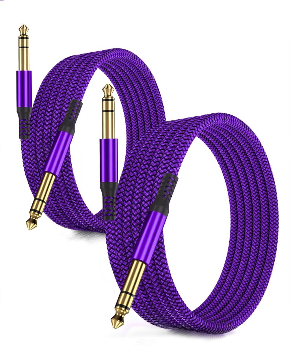 2-Pack 6.35mm TRS Jack Kabel voor Gitaar, Bas, Keyboard en Versterker - 6 Meter