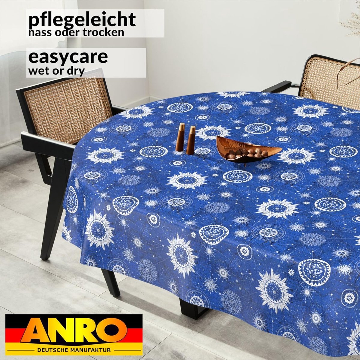 Ovale Tafelkleed Oliedoek Wasbaar - 260x140 cm - Binnen & Buiten Gebruik - Astrologie Thema