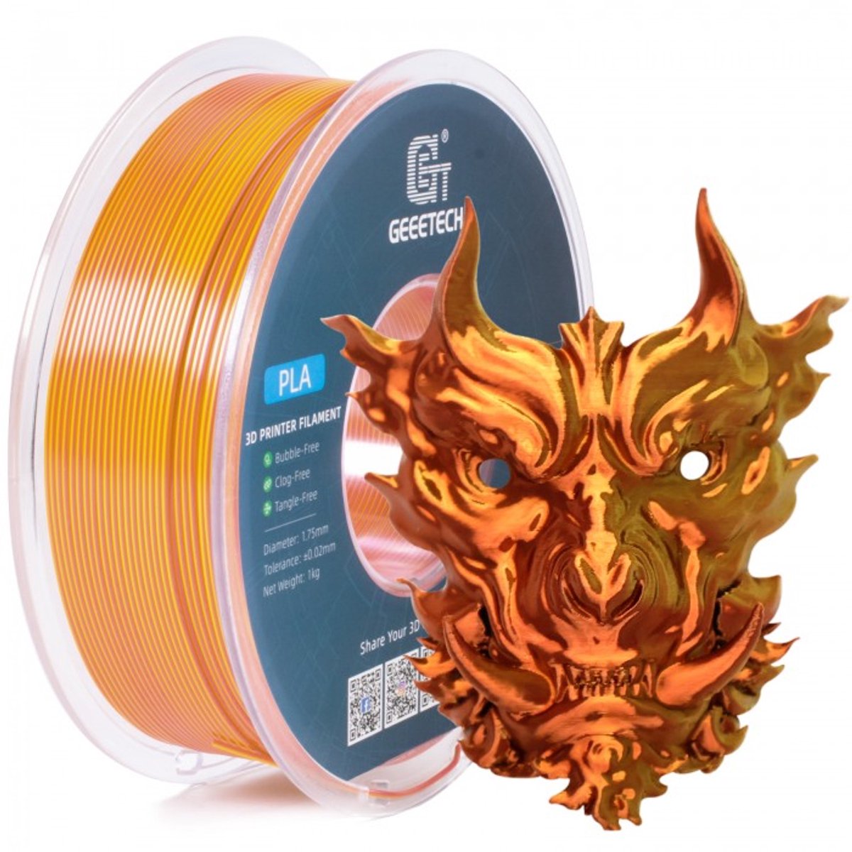 Geeetech - PLA Silk Dual Color Gold and Copper (1.75mm - 1kg)