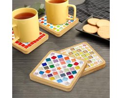 PromoHome 4-persoons bamboe onderzetters - Vierkant DIY dienblad voor thee en decoratie