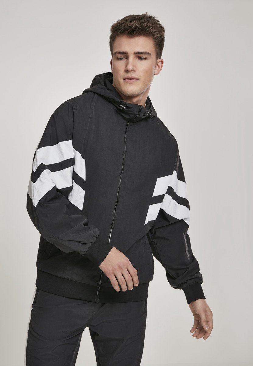 Urban Classics Crinkle Panel Trainings jacket Zwart