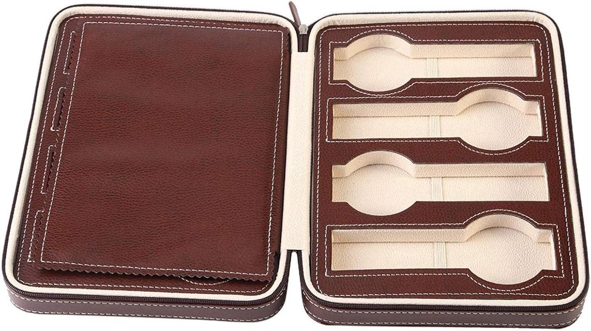 Allecta - Horloge- en polshorloge opbergdoos - Draagbare horlogedoos - met ritssluiting en verzamelorganisator - geschikt voor horloges - zwart model - extra opslag - compact en duurzaam.