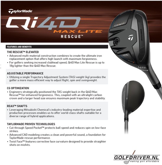 TaylorMade Qi4D Max Lite Hybride Club 2026 | 5H | 26° | Rechtshandig | Regular | van TaylorMade — afbeelding 4