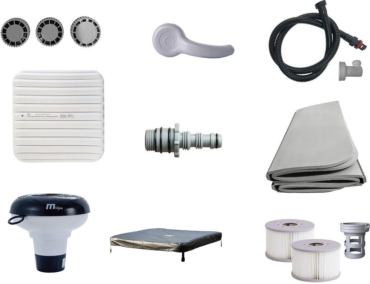 Bol.com Vente-unique Antracietgrijze halfharde spa met 6 plaatsen met ledverlichting en accessoires - 128 stralen - L160 x B160 ... aanbieding