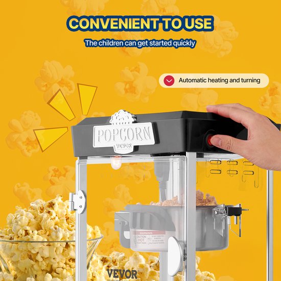 VEVOR Popcornmachine Maker Popcornmachine Tafelpopcornmachine 480W 4oz Zwart — afbeelding 5