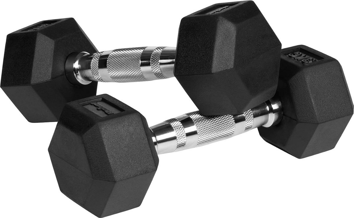 Gietijzeren Halters Set van 2 (3 kg per stuk) met Rubberen Handgreep voor Fitness