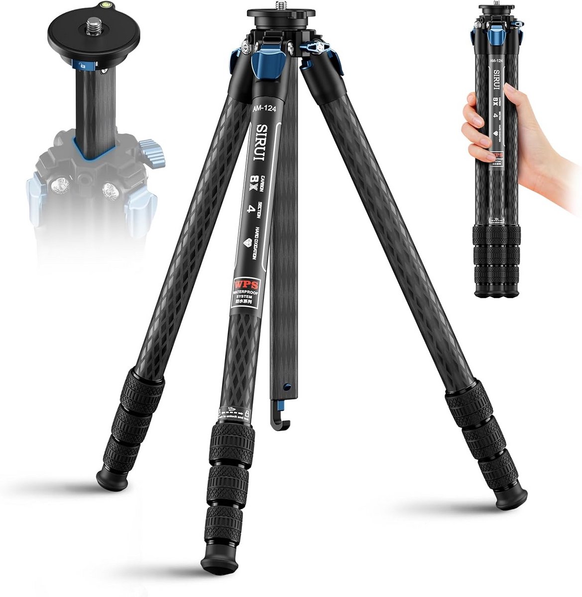 Lichtgewicht Carbon Statief voor Camera & Camcorder, Compact, 158cm Hoog