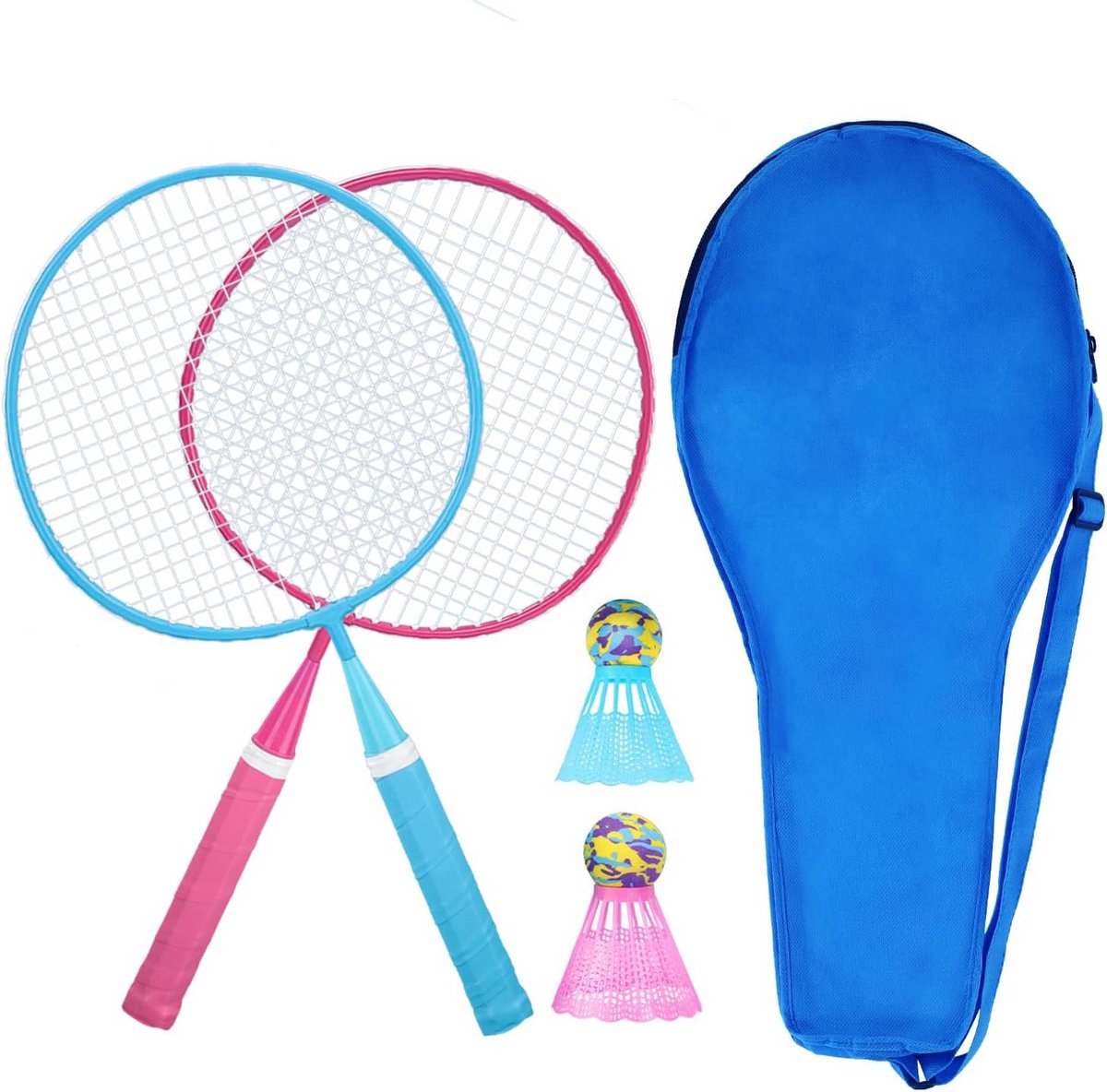 Badmintonset voor 2-4 Spelers - Rackets, Shuttles en Draagtas inbegrepen - Geschikt voor Volwassenen en Kinderen - Familie Achtertuin Sportspel