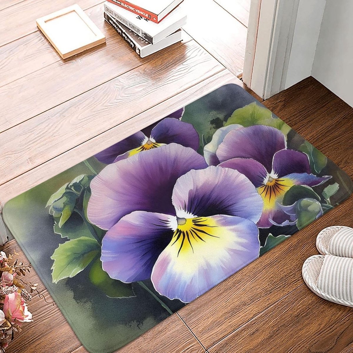 Voordeurmat binnen buiten - antislip instapmat 40,6 x 60 cm - viooltje design - absorberen