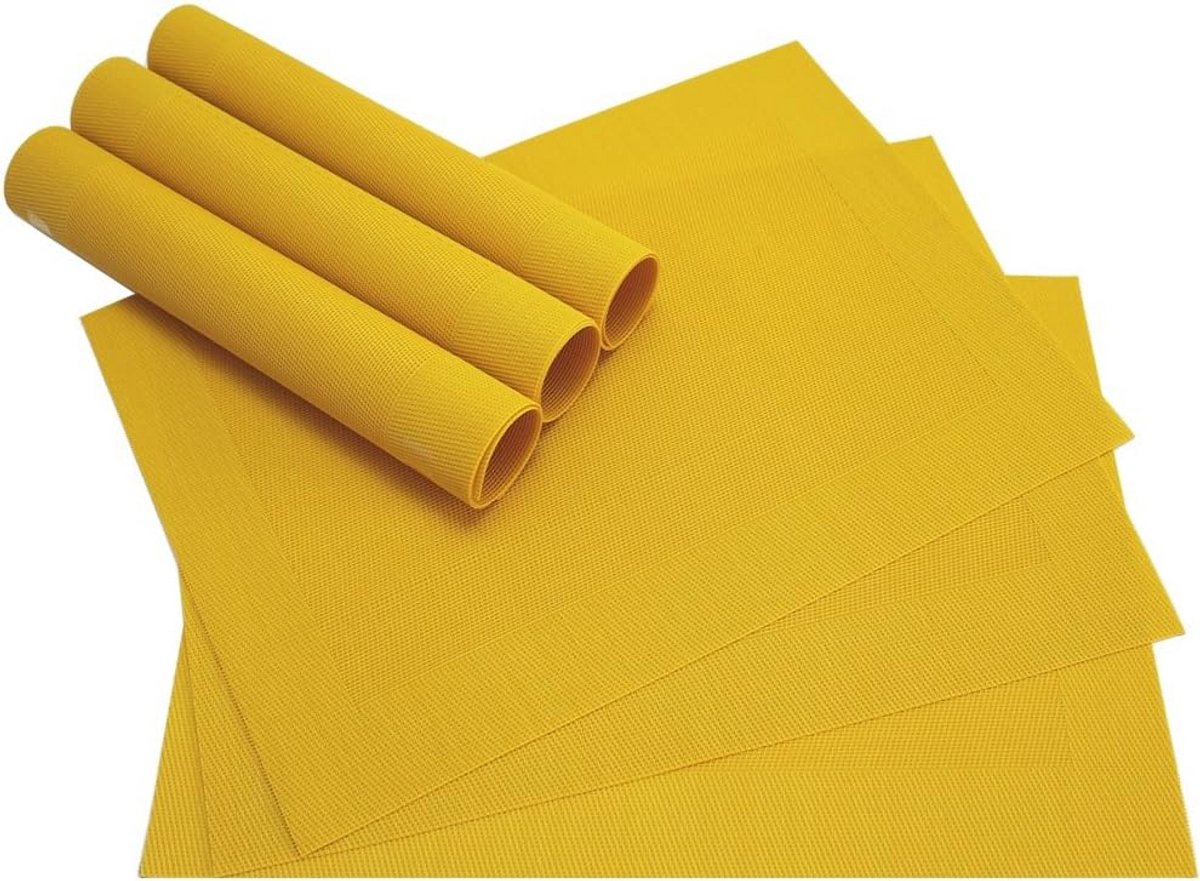 Set van 6 Witte Placemats Geweven Kunststof 46x33 cm Afwasbaar Tafelonderleggers