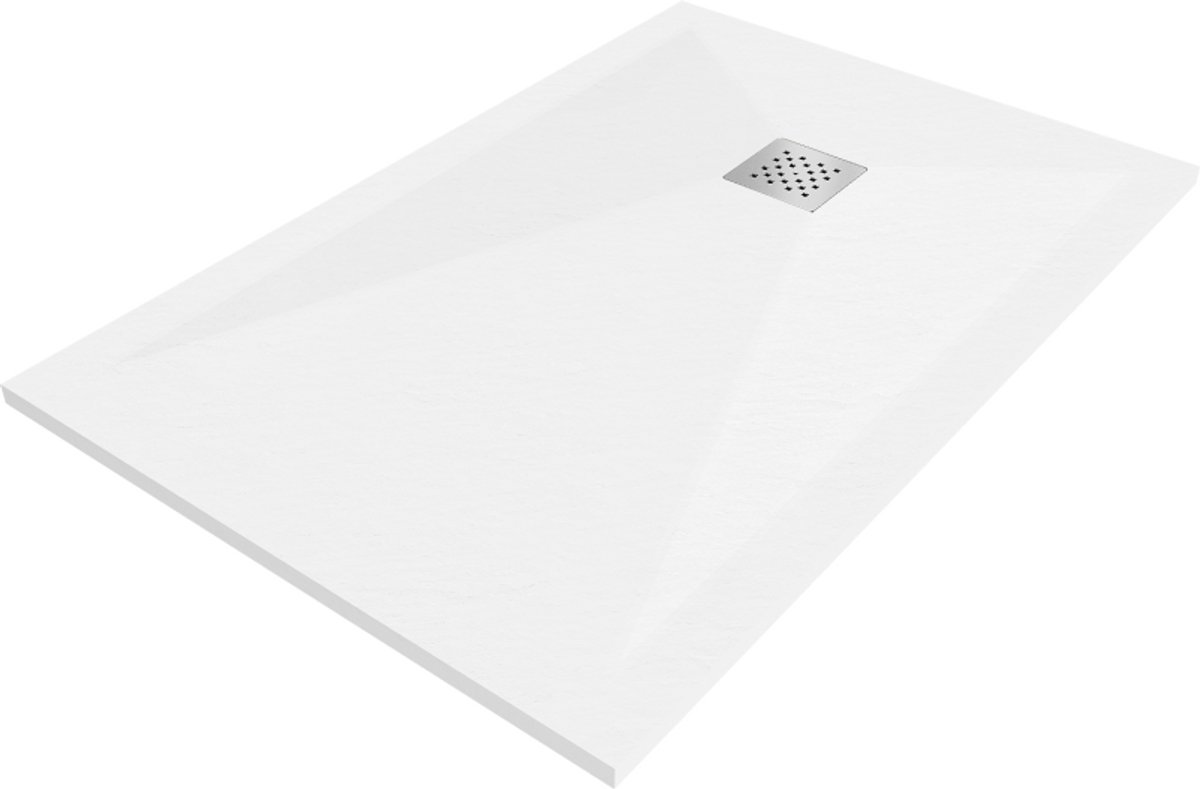 Mexen Stone+ rechthoekige composiet douchebak 80 x 70 , wit - 44107080
